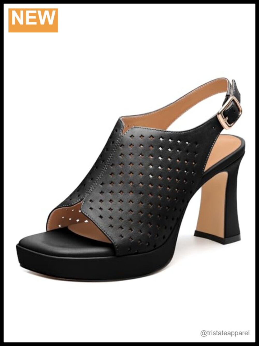 Women's Heeled Platform Sandals, Leather Upper Lining Insole, Chunky Heel